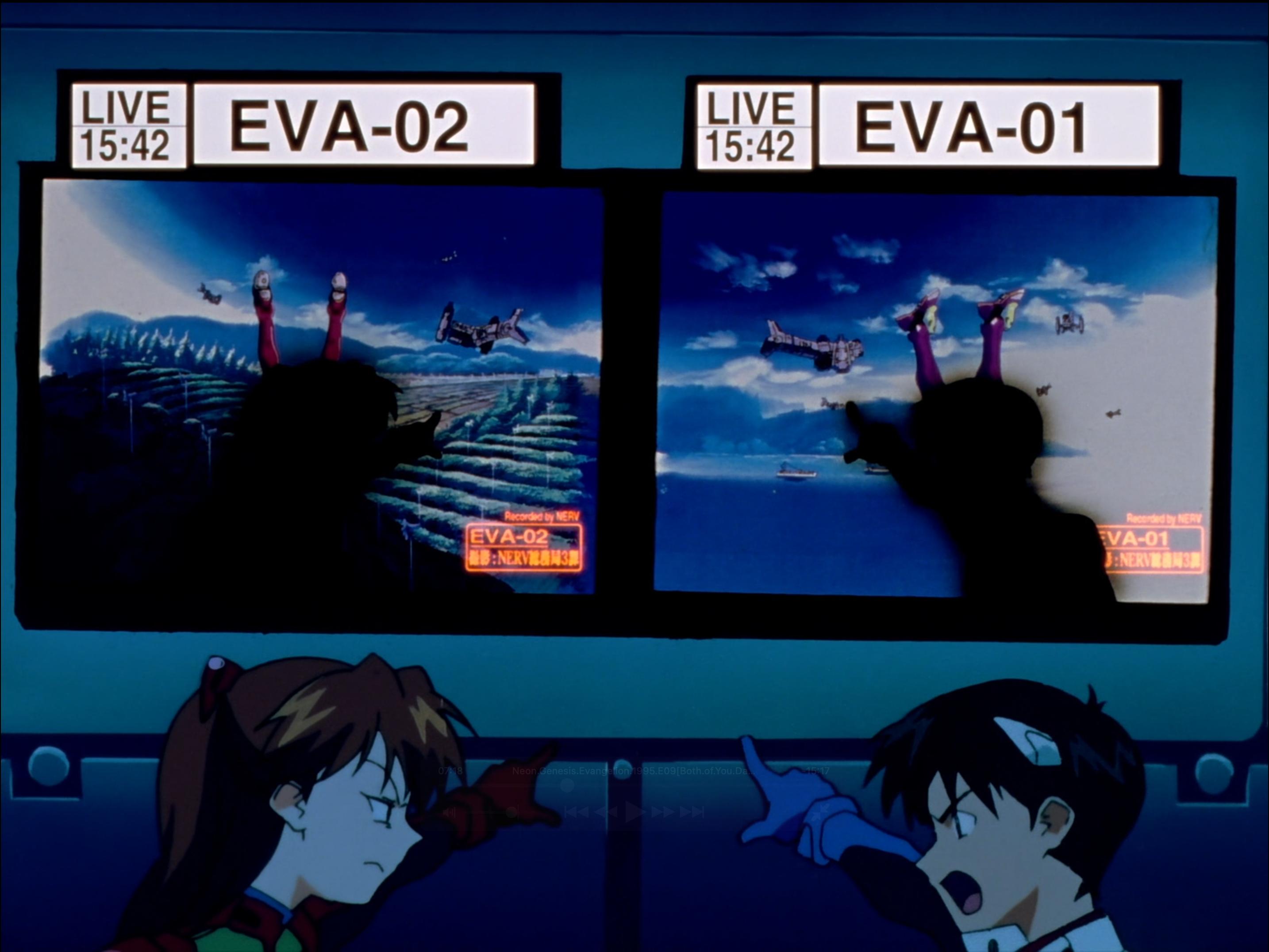 Shinji e Asuka in Neon Genesis Evangelion