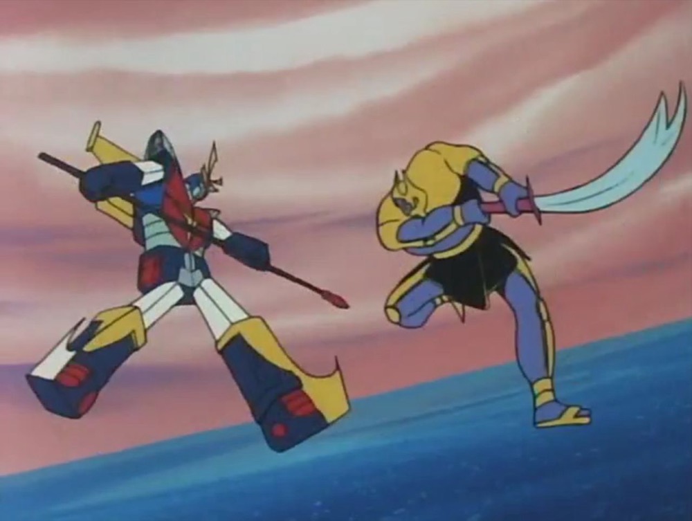 Daitarn contro Neros in versione megaborg (Daitarn 3 – Sunrise, 1978) Daitarn contro Neros in versione megaborg (Daitarn 3 – Sunrise, 1978)